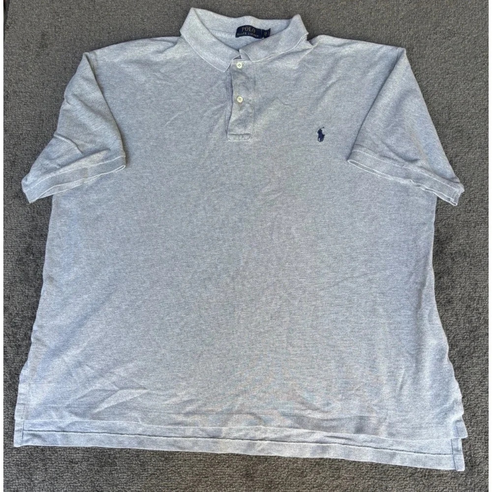 Polo Ralph Lauren Shirt Men 2XB Gray 100% Cotton Collared Short Sleeve Pullover